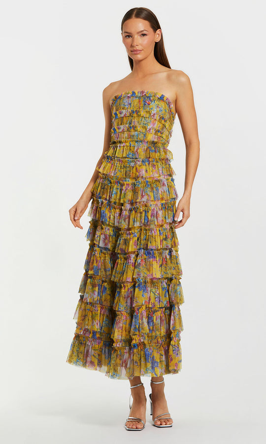 Mac Duggal 8301 - Floral Print Strapless Ruffled Dress