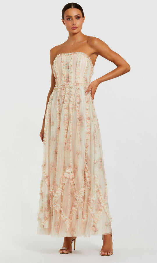 Mac Duggal 8308 - Strapless Floral Print Long Gown