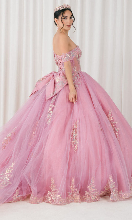 Cinderella Couture 8405JQ - Bow Back Floral Embroidered Ballgown