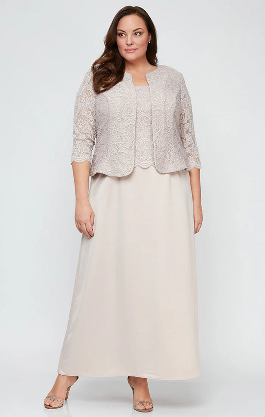 Alex Evenings - 84122326 Scallop Trimmed Bodice Laced Dress