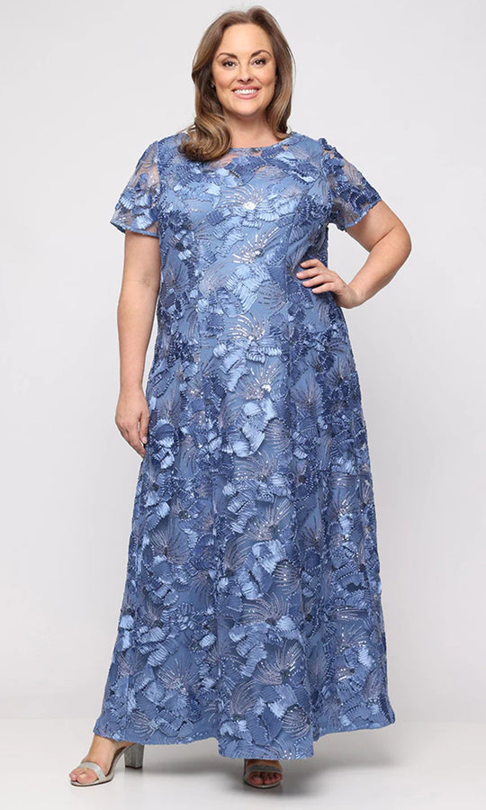 Alex Evenings 84122674 - Short Sleeve Soutache Plus Size Formal Gown