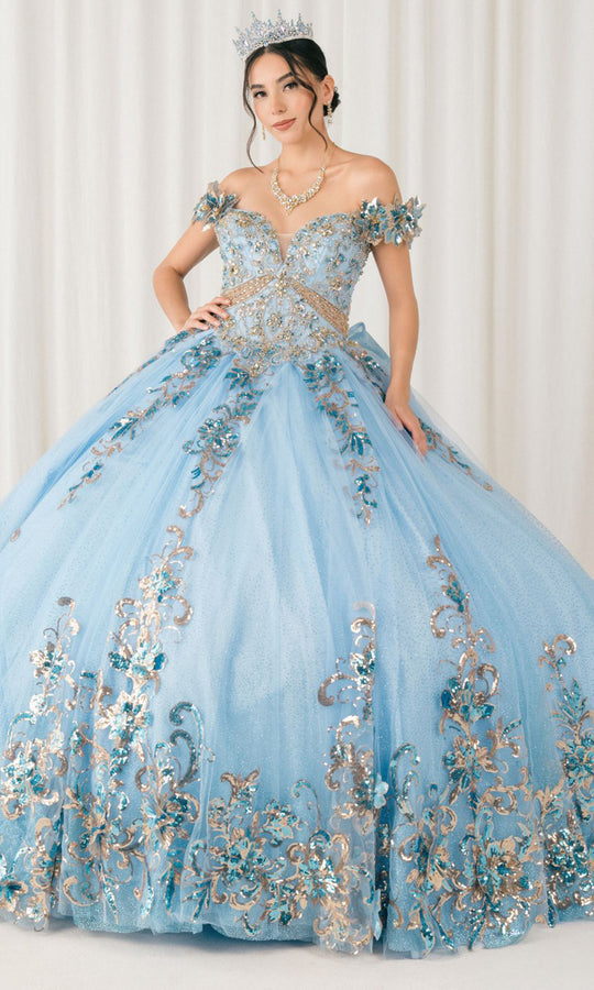 Cinderella Couture 8420JQ - Floral Applique Quinceanera Gown