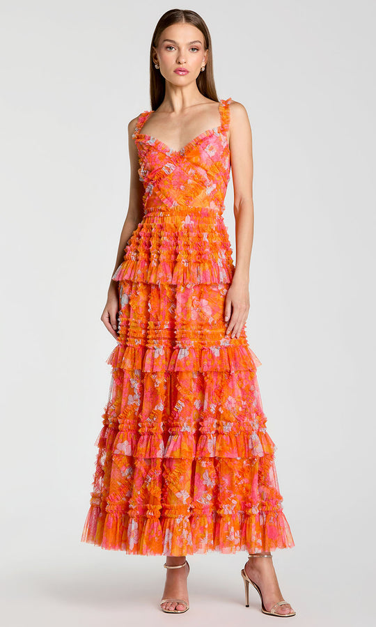 Mac Duggal 8475 - Floral Ruffle Sweetheart Long Gown