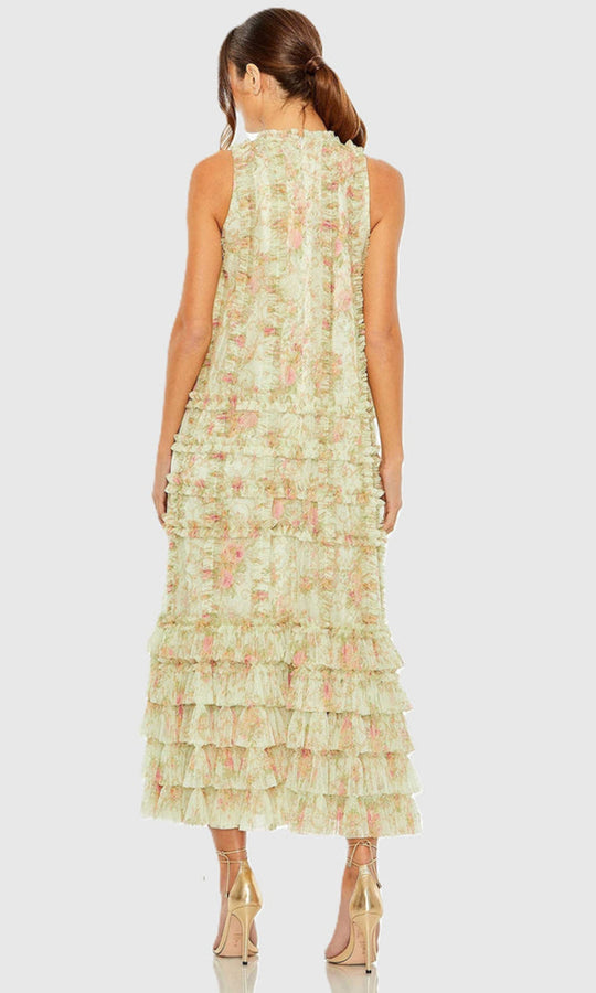 Mac Duggal 8484 - Tiered Ruffle Floral Tea-Length Dress