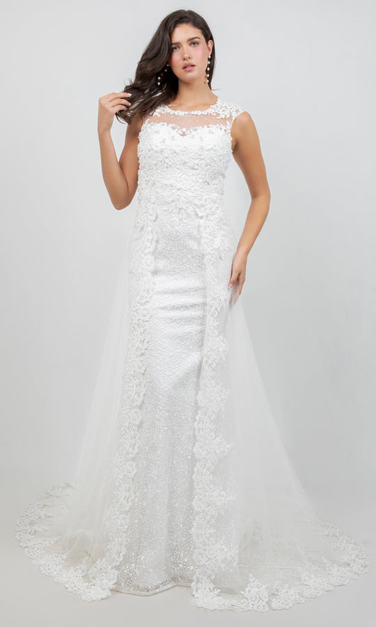 Cinderella Couture 8506J - Illusion Back Lace Applique Bridal Gown