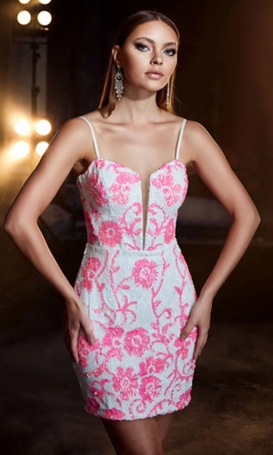 Aerie Couture 850 - Applique Mini Dress with Lace Up Back