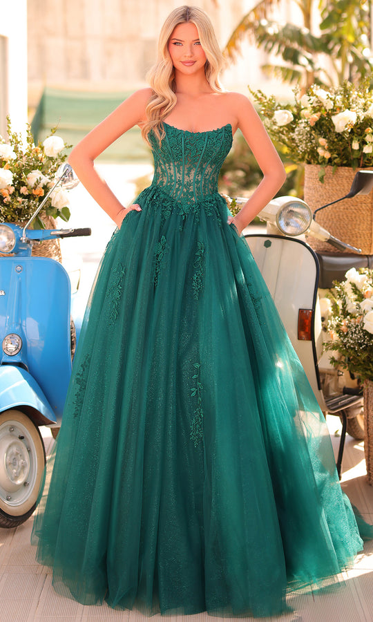 Amarra 88913 - Scoop Neck Ballgown with Floral Embroidery