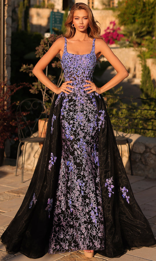 Amarra 89373 - Floral Embellished Square Neck Dress