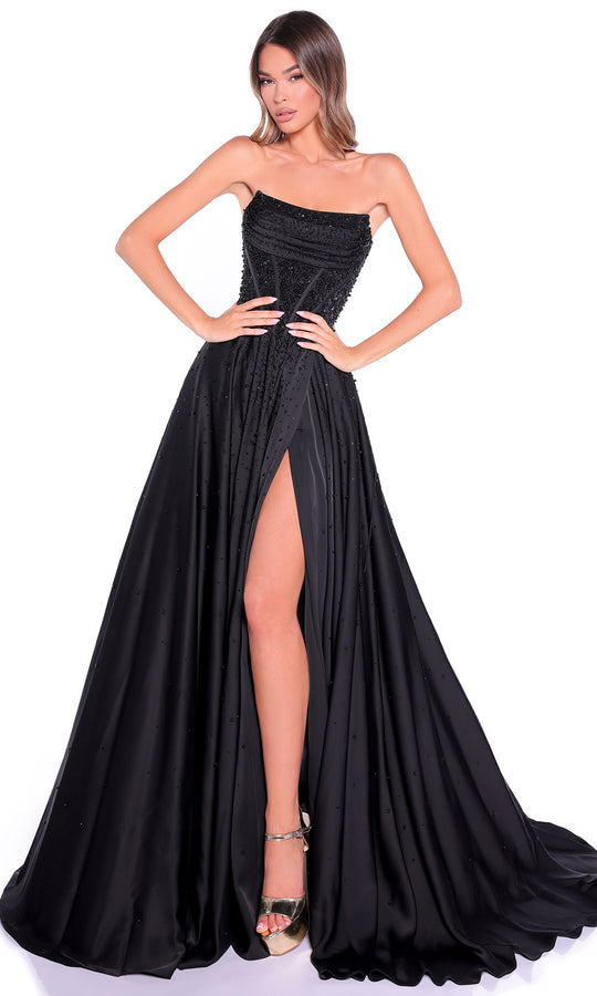 Amarra 89387 - Beaded Bodice Draped Scoop Gown