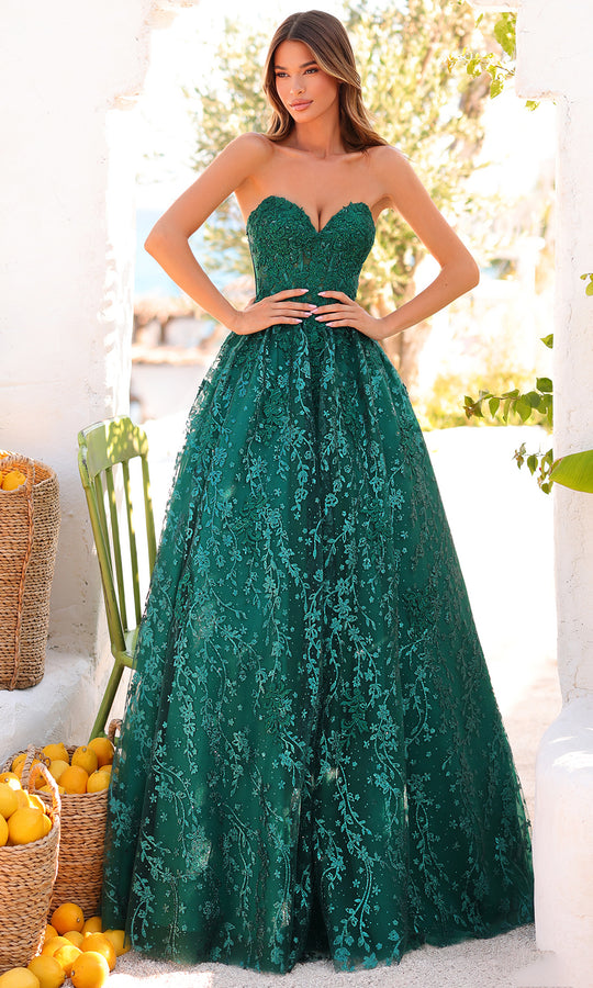 Amarra 89427 - Strapless Floral Embroidered Ballgown