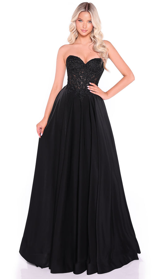 Amarra 89433 - Strapless Lace Embroidered Evening Gown