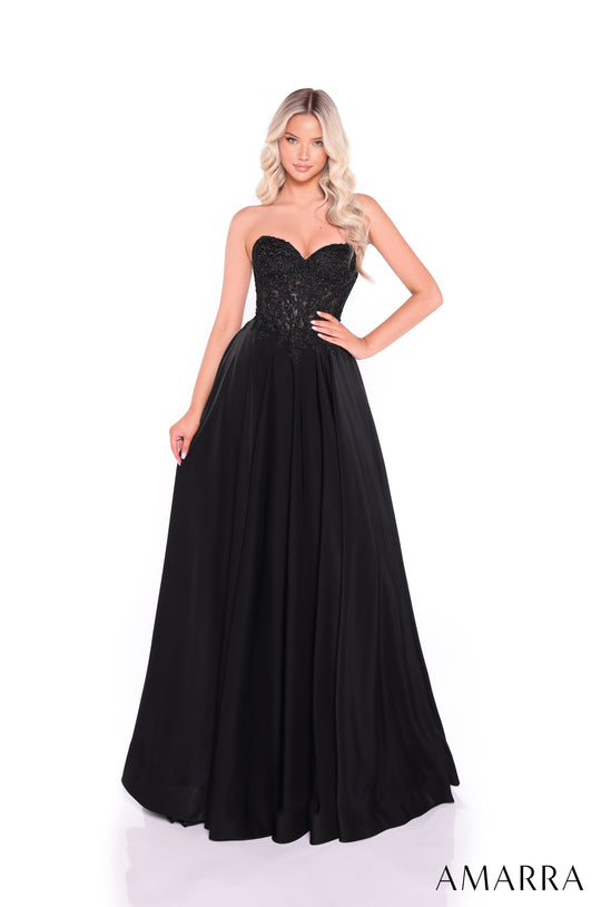Amarra 89433 - Strapless Lace Embroidered Evening Gown