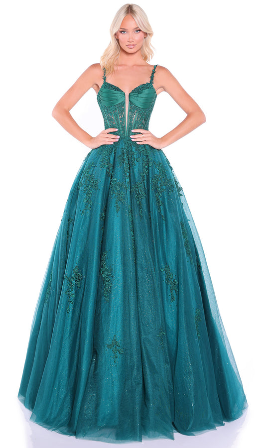 Amarra 89493 - Spaghetti Strap Embroidered Ballgown