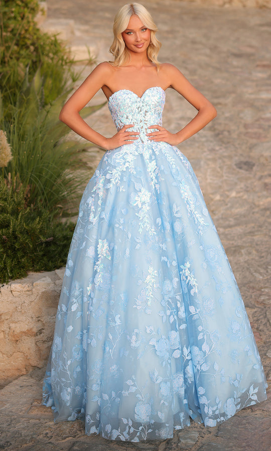 Amarra 89513 - Floral Embellished Illusion Corset Gown