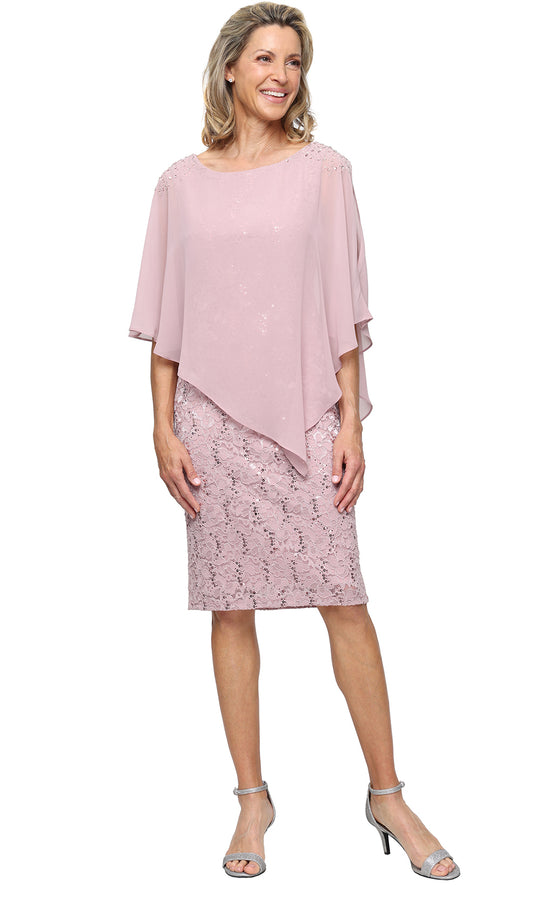 S.L. Fashions Dresses (SLNY) 9213150 - Beaded Accent Bateau Lace Dress