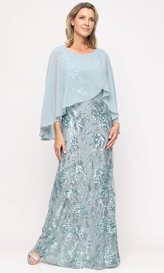 S.L. Fashions Dresses (SLNY) 9120348 - Embroidered Sequin Column Dress