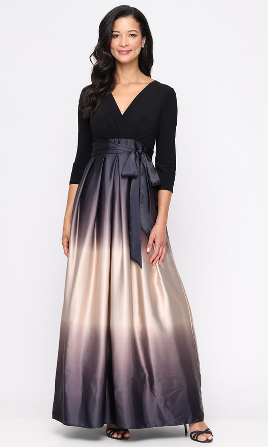 S.L. Fashions 9151145 - Three Quarter Sleeve Ombre A-line Gown