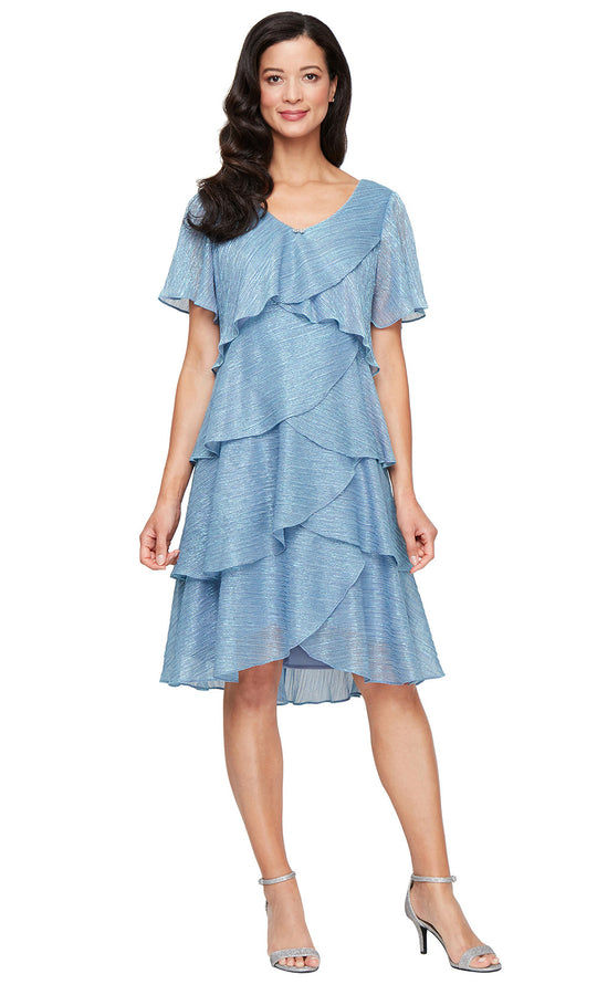 S.L. Fashions Dresses (SLNY) 9255124 - V-Neckline Tiered A-Line Dress