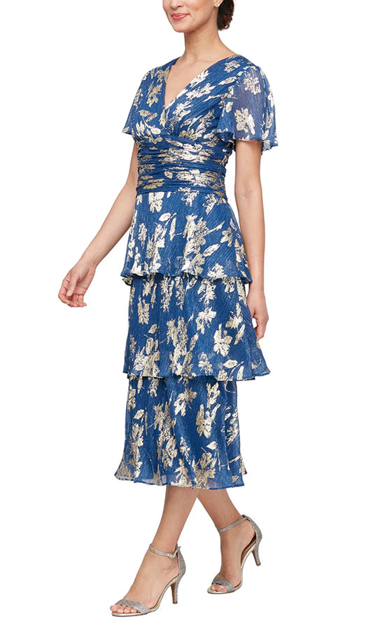 S.L. Fashions Dresses (SLNY) 9255229 - V-Neck Surplice Floral Dress