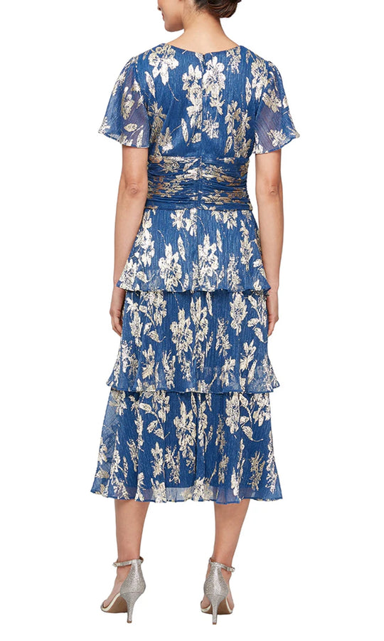 S.L. Fashions Dresses (SLNY) 9155229 - Floral Tiered Tea-Length Dress