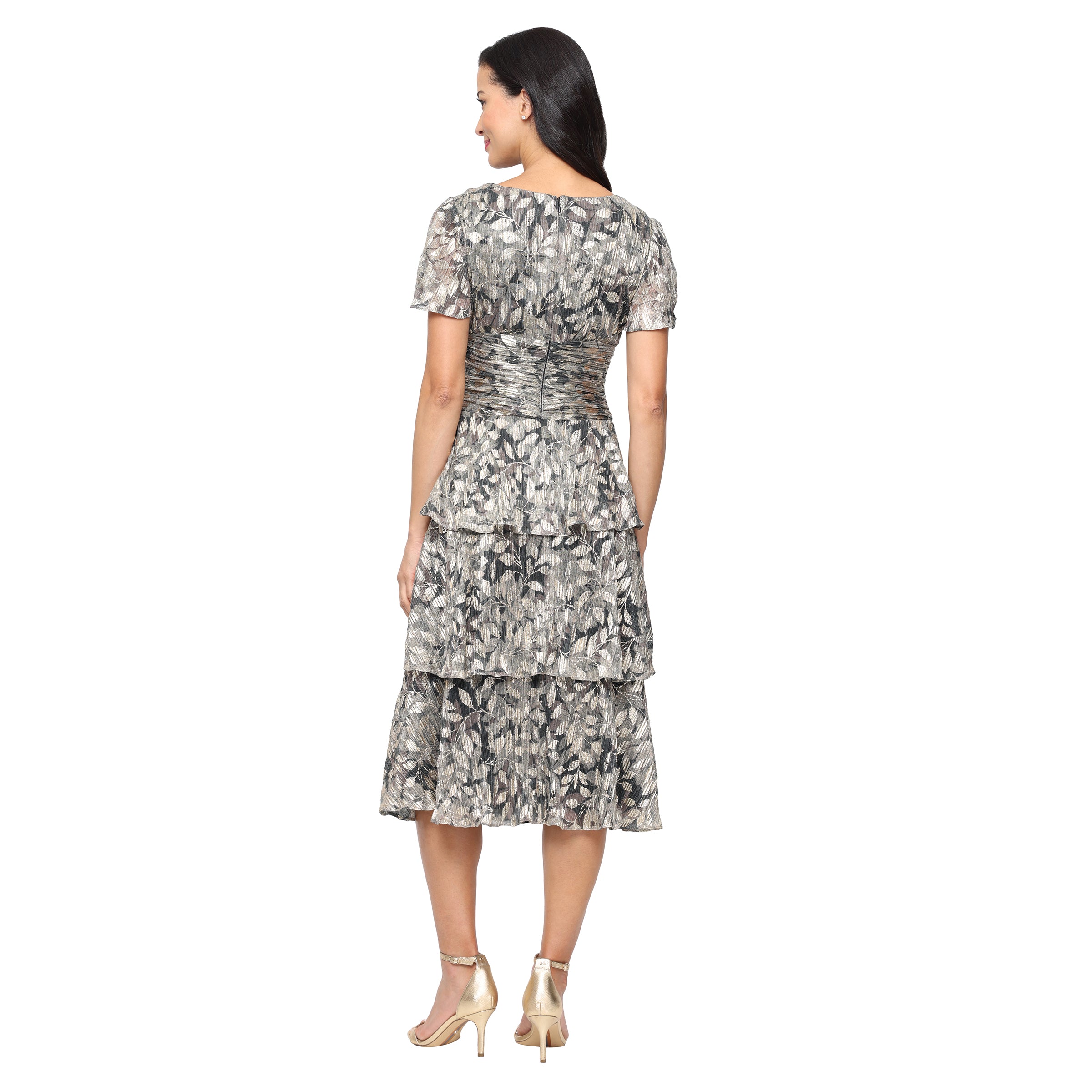 S.L. Fashions 9155268 - Tea-Length Dress: 60% Polyester, 40% Metallic ...