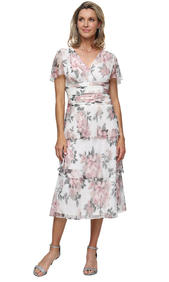 S.L. Fashions Dresses (SLNY) 9155288 - Surplice Neckline Floral Dress