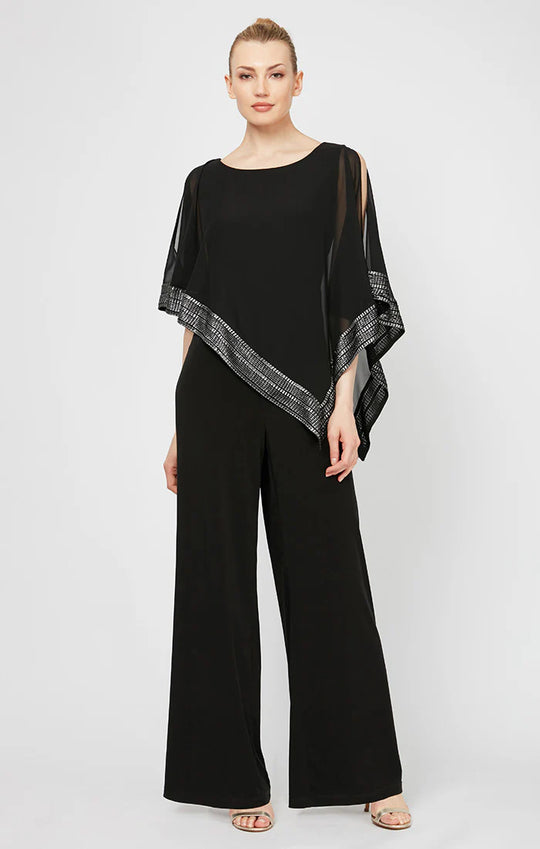 S.L. Fashions 9277331 - Chiffon Metallic Jumpsuit