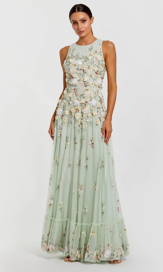 Mac Duggal 9334 - 3D Floral Embellished A-Line Evening Gown