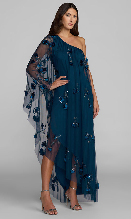 Mac Duggal 9374 - One Shoulder Cape High Low Evening Dress