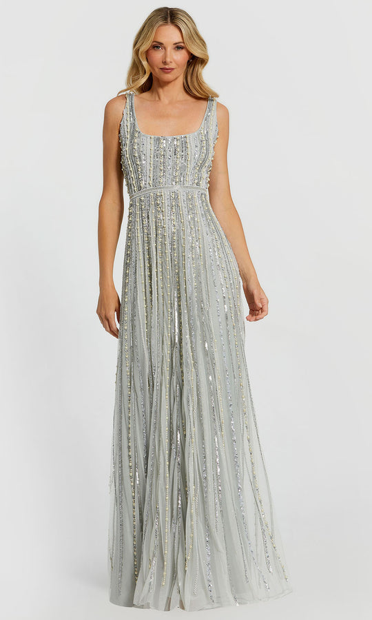 Mac Duggal 94080 - Sleeveless Beaded Striped Evening Gown
