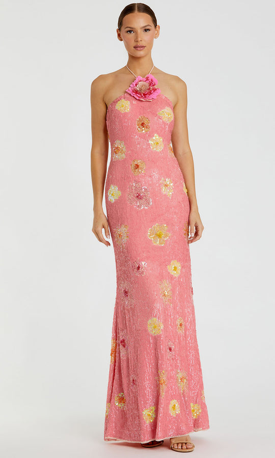 Mac Duggal 94175 - Floral Halter Column Evening Gown