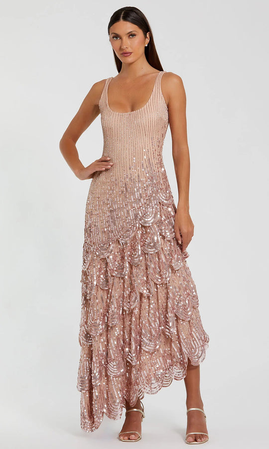 Mac Duggal 94195 - Scallop Hem Scoop Neck Evening Gown