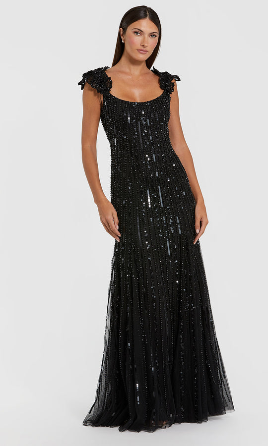 Mac Duggal 94223 - Linear Beaded Scoop Evening Gown