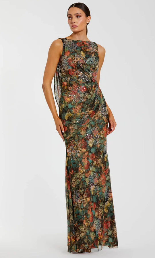 Mac Duggal 94263 - Floral Print Cowl Back Evening Gown
