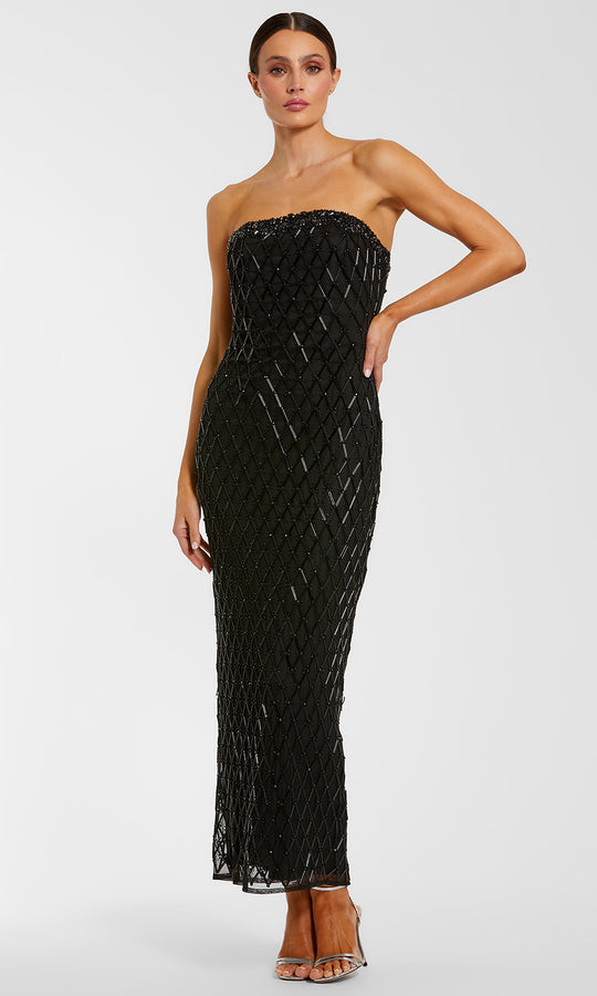 Mac Duggal 94288 - Strapless Beaded Lattice Prom Dress with Slit