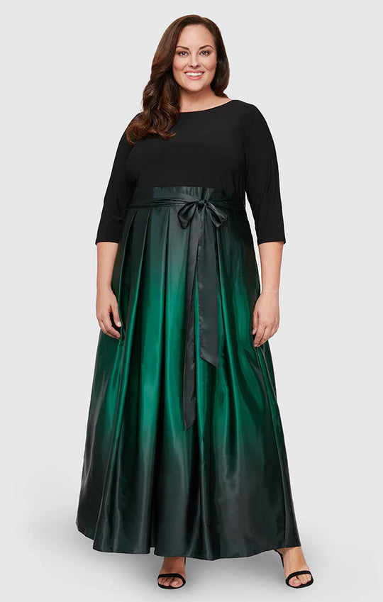 S.L. Fashions 9451111 - Ombre Quarter Sleeve A-Line Dress