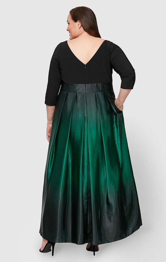 S.L. Fashions 9451111 - Ombre Quarter Sleeve A-Line Dress
