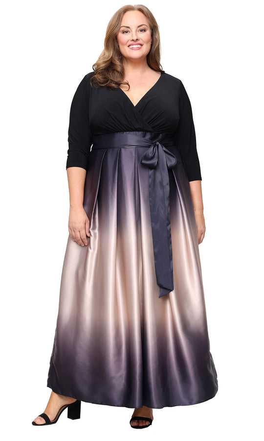 S.L. Fashions 9451145 - Ombre Skirt Surplice V-Neckline Dress