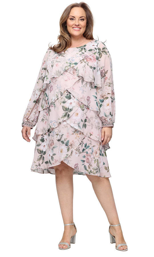 S.L. Fashions Dresses (SLNY) 9472168 - Tiered Bodice Floral Dress