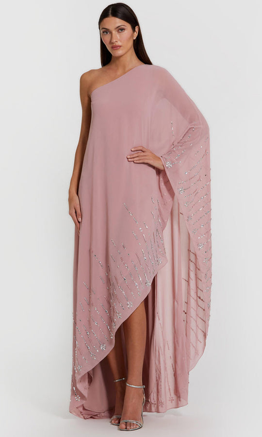 Mac Duggal 9517 - One Shoulder Cape Embellished Kaftan Gown