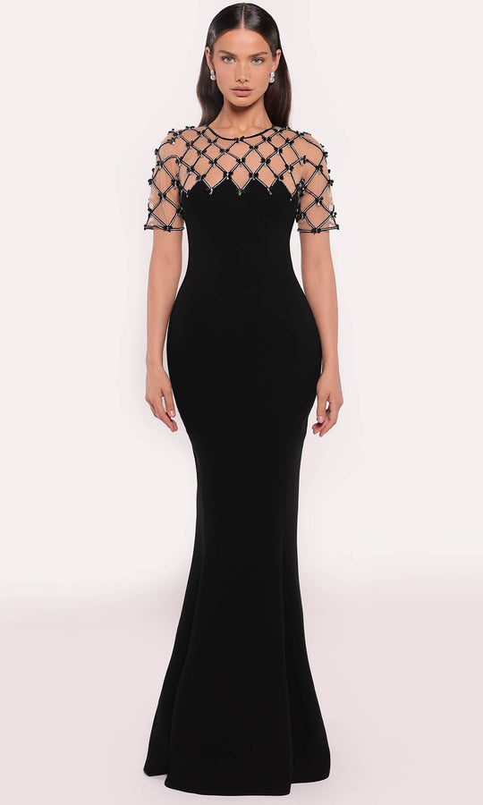 Tarik Ediz 98720 - Lattice Beaded Evening Gown