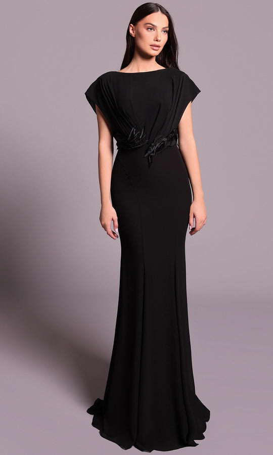 Tarik Ediz 99004 - Cap Sleeve Crepe Fitted Dress
