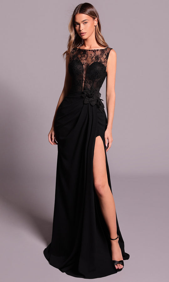 Tarik Ediz 99006 - Illusion Lace Draped Sheath Dress