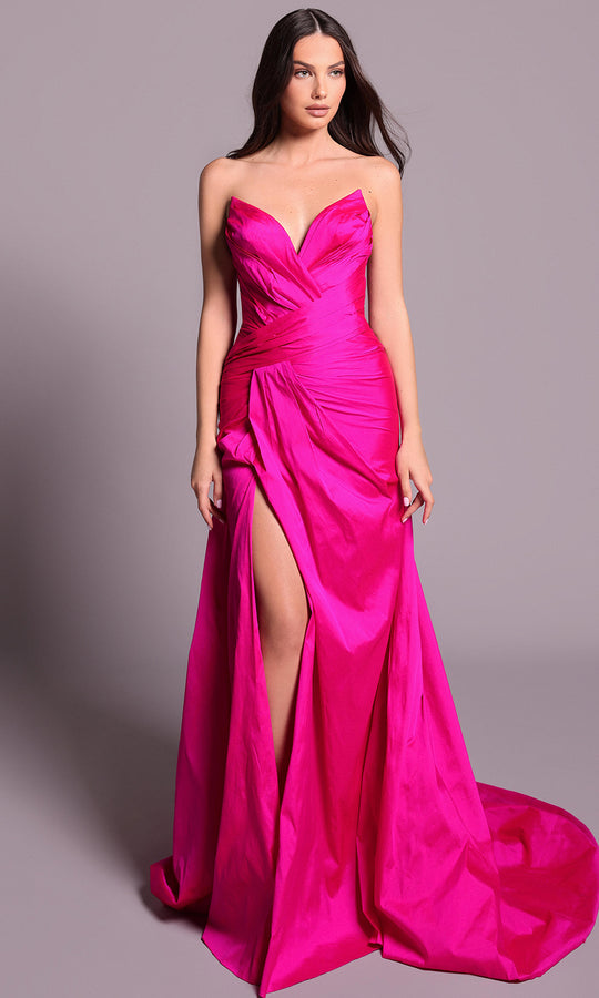 Tarik Ediz 99030 - Strapless Ruched Dress with Overskirt