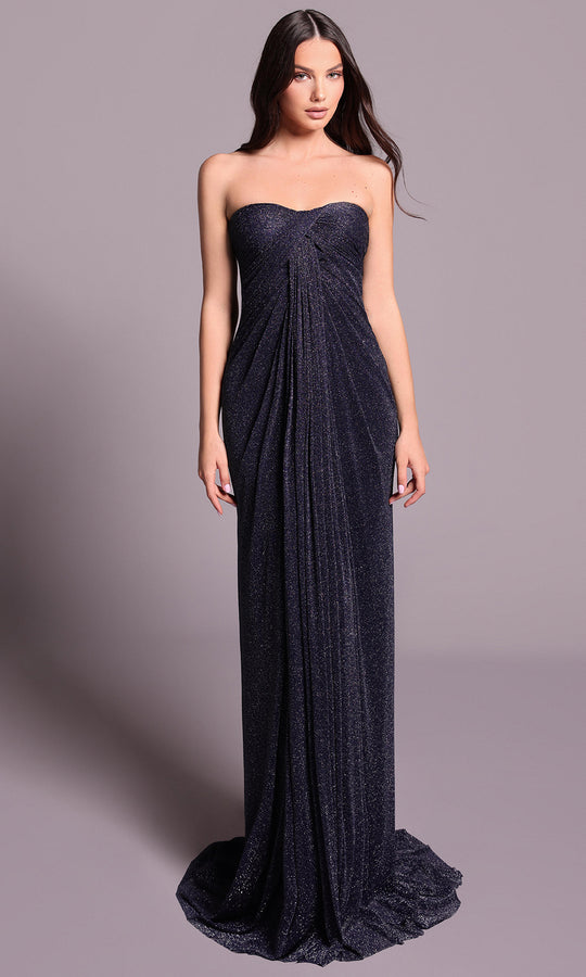 Tarik Ediz 99042 - Strapless Draped High Slit Dress