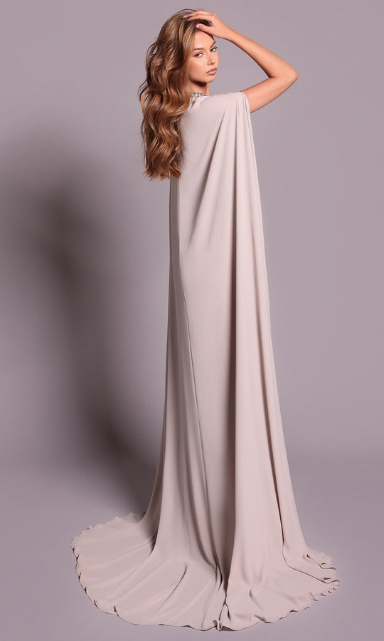 Tarik Ediz 99046 - Long Cape Sleeve High Neck Dress