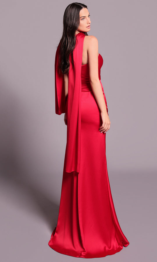 Tarik Ediz 99048 - Straight Neckline Draped Sheath Dress