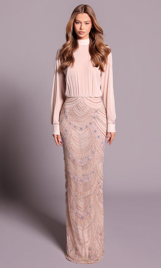 Tarik Ediz 99050 - Blouson Bodice Long Sleeve Gown