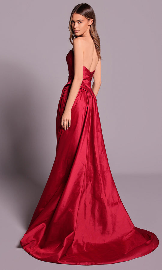 Tarik Ediz 99052 - Straight Across Taffeta Pleated Dress