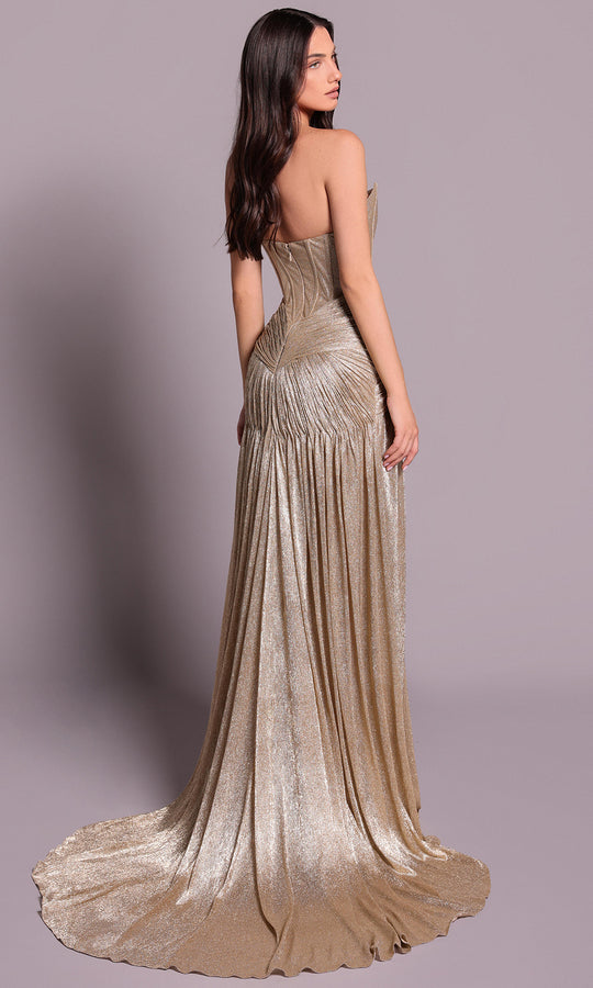 Tarik Ediz 99055 - Silky Foil Corset Bodice Evening Dress
